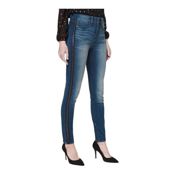 White House Black Market Beaded Tuxedo Jeans Striped High-Rise Skinny Ankle 00 - Picture 4 of 16